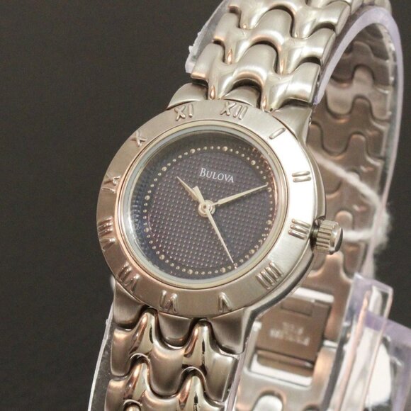 Bulova Contemporary Casual Watch Stainless Case Bracelet Blue Textured Dial 25